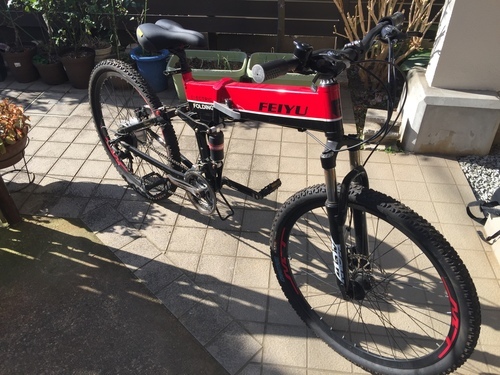 【引取必須】【訳あり】折たたみ式　前後ディスクブレーキ　サスペンション付　自転車