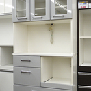 セパレート式食器棚 白×グレー 大容量収納 レンジボード付