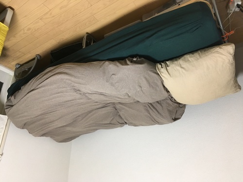 【無印良品含】　シングルのベッドセット　【すのこベッド+無印マットレス+無印ベッドパッド+羽毛+無印大きい枕】