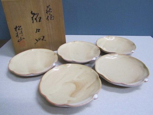 【萩焼】松桂山◆銘々皿◆５客揃◆小皿◆取り皿◆共箱