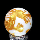 天然石マザーオブパール/金彫四神【青龍】ホワイトオニキス 】オリジナル