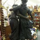 A.Moreauブロンズ像▼大理石置台▼全高164cm▼オブジェ▼湯河原・頓珍館▼3QT6199/