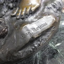 A.Moreauブロンズ像▼大理石置台▼全高164cm▼オブジェ▼湯河原・頓珍館▼3QT6199/