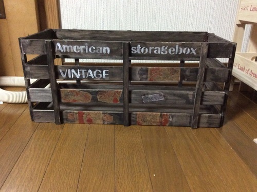 リンゴ箱風  ウッドボックス box ハンドメイド ムーミン リトルミィ スナフキン デコパージュ