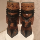 中古【木彫 ニポポ人形】一刀彫 アイヌ民族 北海道 民芸品 夫婦