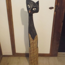 ★ 引き取り限定！ アジアンな木製猫オブジェ