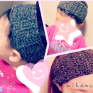 親子ペア♡ツイード手編みのヘアバン