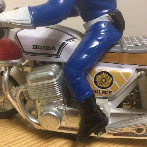 70s 昭和レトロ 当時物 HONDA ブリキ 白バイ POLICE CB750 取材先で