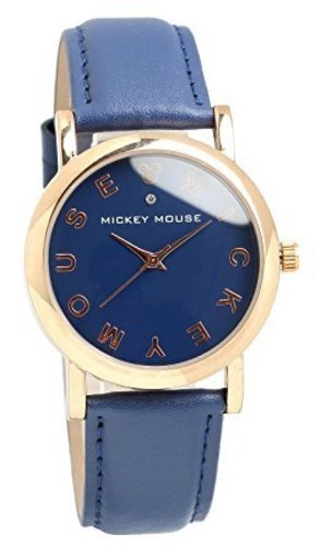 ミッキーマウス ディズニー Disney MickeyMouse 腕時計 ウォッチ 本革ベルト メンズ レディース （ネイビー）