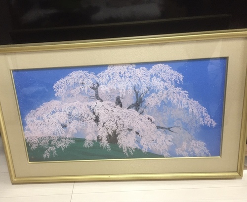 千波印あり○本物補償○中島千波◯清和三春の瀧桜◯彩美版/シルクスクリーン◯リトグラフ◯