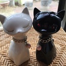 【美品】白黒 猫のオブジェ