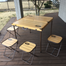 折りたたみ 木製キャンピングテーブル/チェアー セット