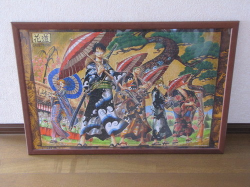 【レア物/値引き可】ワンピースジグソーパズル　～花道～　完成品フレーム付き　サイズ約５５cmｘ７７cm