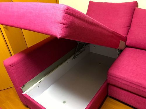 （取引中）IKEA イケアで購入　ソファベッド　収納付き　カウチタイプ　サーモンピンク　引取のみ