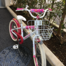 18サイズ!ホワイトピンク女の子キッズ自転車