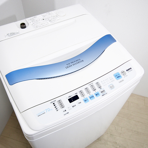 [清掃/動作確認済] SANYO 7kg 全自動洗濯機 ASW-700SB 日本製クリーナーをプレゼント中 [JD12]