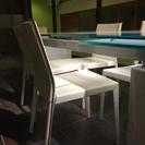 展示品 高級ガラステーブルとCattelan Italiaチェアー6脚 (15447/15439)