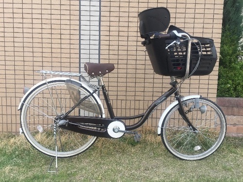 美品☆中古/前子供乗せ付き自転車/3段/22・26インチ/ブラウン