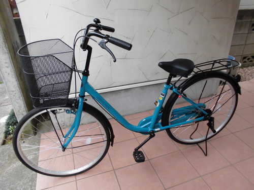自転車　ママチャリ　26インチ　超美品　ターコイズブルー