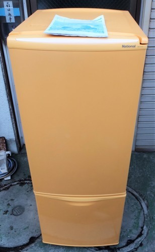 ☆\tナショナル National NR-B162J 162L パーソナルノンフロン2ドア冷凍冷蔵庫◆かわいいオレンジカラー