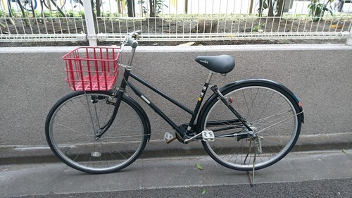 中古自転車ママチャリ２６インチ3段変速ブラック黒かわいいおしゃれ大きなカゴ かっきー 八丁堀の自転車 の中古あげます 譲ります ジモティーで不用品の処分