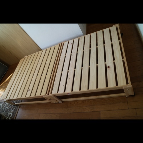 【未使用】木製折りたたみシングルベッド