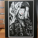 ＜切り絵＞歌舞伎美人画　2枚セット　◆額装◆