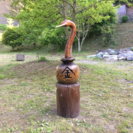 金運へび壺 チェーンソー彫刻 自然素材 木材