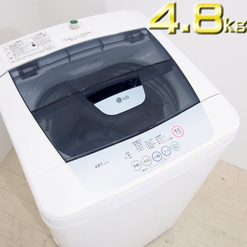 【簡易清掃済】 JE10 LG電子 4.8kg 全自動洗濯機 WF-A48PW 梅雨時期に便利な送風乾燥つき [5000]