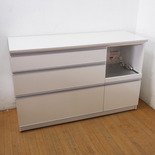 【日本製】キッチンカウンター 白色 幅135×高さ84.5cm