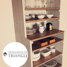 [値引あり]完全ハンドメイド！オープンシェルフラック(食器棚)上下段セット[アンティーク調/カントリー調]