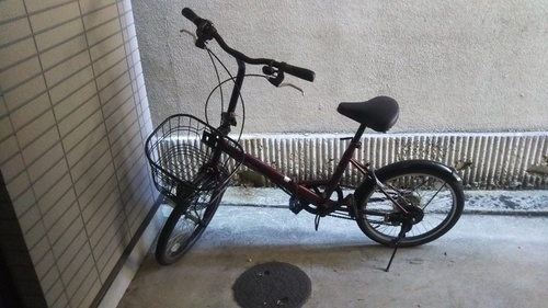 折りたたみ自転車 エンジ色