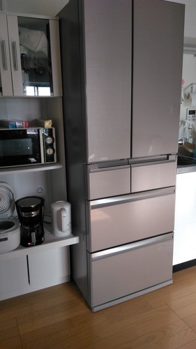 三菱ハイスペック冷蔵庫（2015年製）クリスタルロゼ／フレンチドア