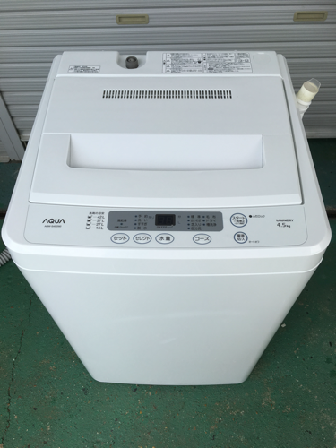 配達可 外装洗浄済 2014年製 AQUA洗濯機4.5kg 1人暮らし 単身用 2人用 AQW-S452(w)