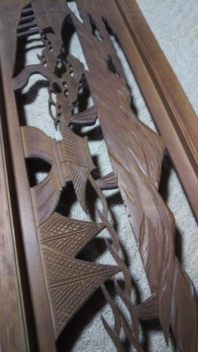 年代物の欄間 らんま 木製 建具 欄間 らんま 2枚組 ガラスあり 昭和レトロ