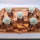 純銅製トレイ・コーヒーカップセット