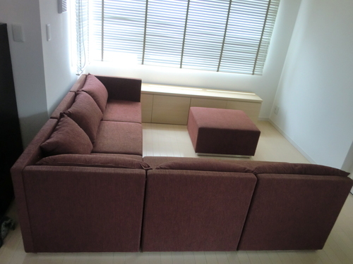 ソファーセット　相合家具製作所　日本製　オットマン、同布クッション付き