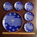 藍色大皿と小皿5枚のセット1
