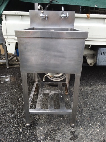 業務用 ステンレス シンク 幅450mm×奥行600mm×高さ800mm（最大950mm） 蛇口2個付