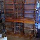 スライド式本棚  各棚 書庫 ブックシェルフ　幅151cm　木製家具