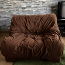 1.5人掛けクッションソファー スウェード風素材 茶色ブラウン