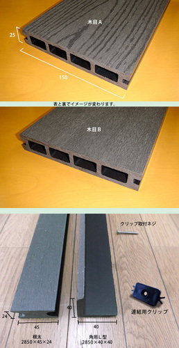 エクステリア・住宅設備の材料、最安値！天然木より 5倍長く使える！人工木ウッドデッキセット