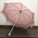 折りたたみ 日傘 薄ピンク 刺繍