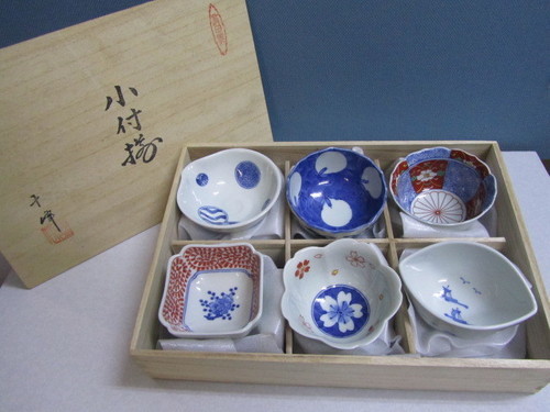 【未使用品】【有田焼】千峰◆小鉢◆６客揃◆染錦◆セット◆和◆小皿