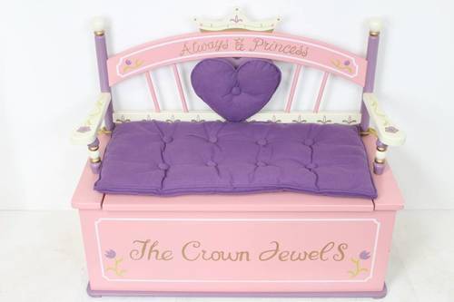 プリンセス トイボックス ディズニー好きに おもちゃ箱 ベンチ 椅子 収納 チェア princess toy box ハート クラウン