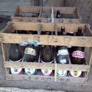 古民家改修支援-蔵出し品　アンティーク酒箱と瓶セット