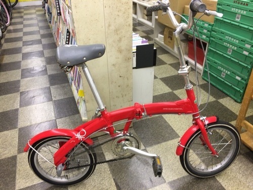 [4430]BENETTON　ベネトン　折りたたみ自転車　16インチ　内装3段変速　軽量アルミフレーム　実測12kg以下　レッド