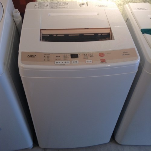 【期間限定30％OFF・全国送料無料・半年保証】洗濯機 2016年製 AQUA AQW-S50D(W) 中古