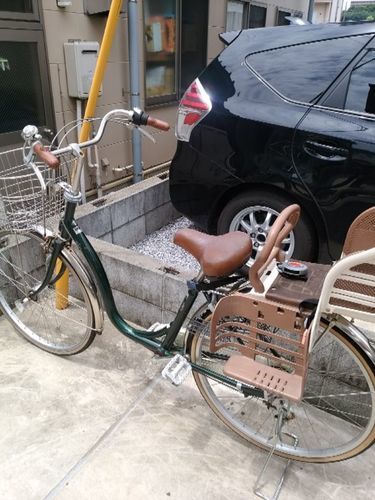 値下げ！後ろ乗せ椅子付き　３変速ギア自転車（オートライト）