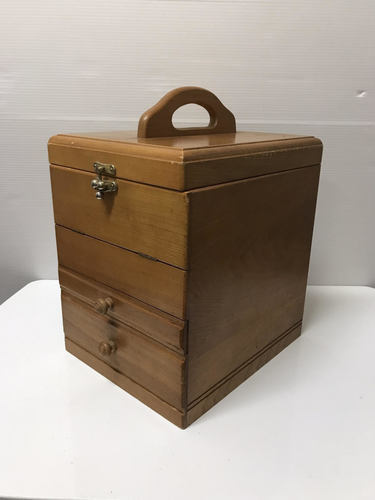 ☆アンティーク　木製 鏡付き 化粧箱 化粧品 収納箱☆　調布市